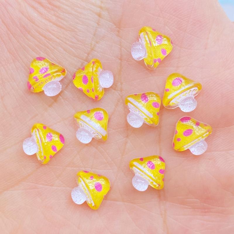 50Pcs New Cute Mini 9mm Mushroom Flat Back Resin Nail Enhancement Jewelry Craft Decoration Accessorie