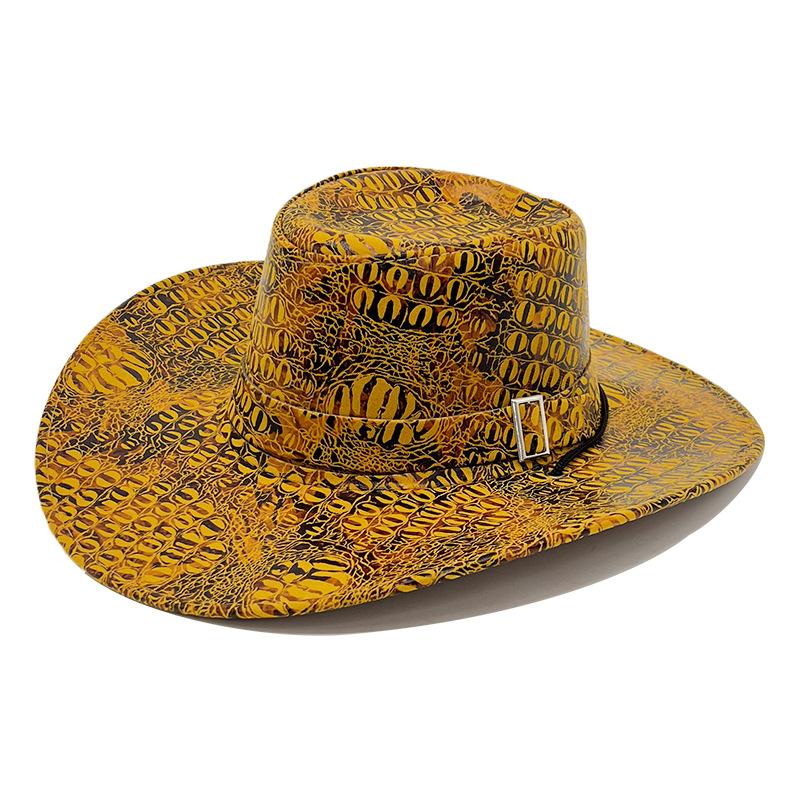 Retro Cowboy Hat for Men, European and American Style, Camping Leather Printed Sun Hat for Women, Outdoor Hiking Sun Protection Hat