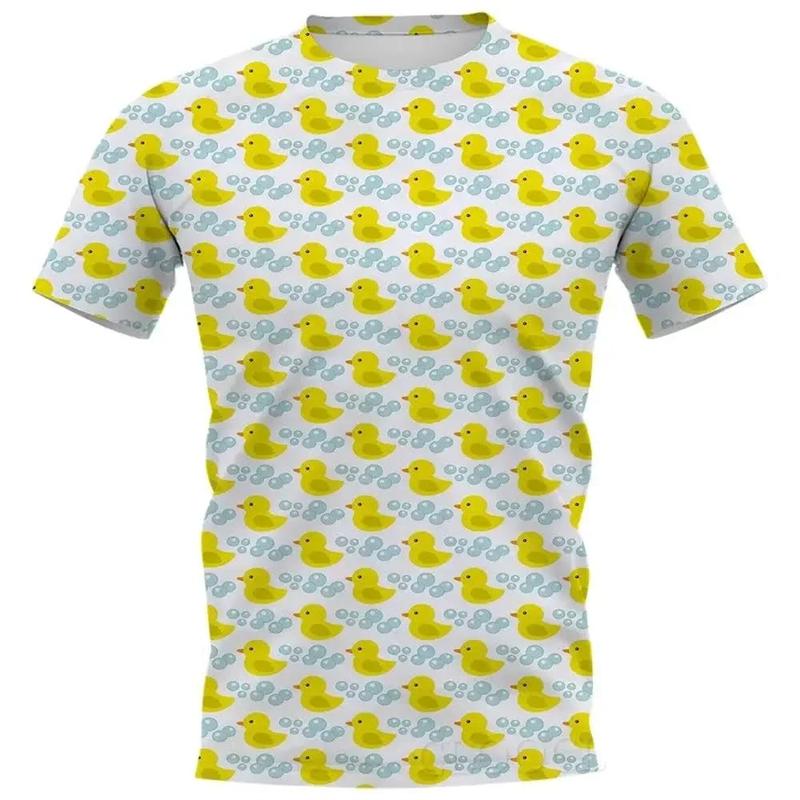 Cartoon Little Yellow Duck T-shirt 3D Print T-shirt Men Tshirt Short Sleeve Street Wear O-Neck Top Oversize Fun Tee Tops
