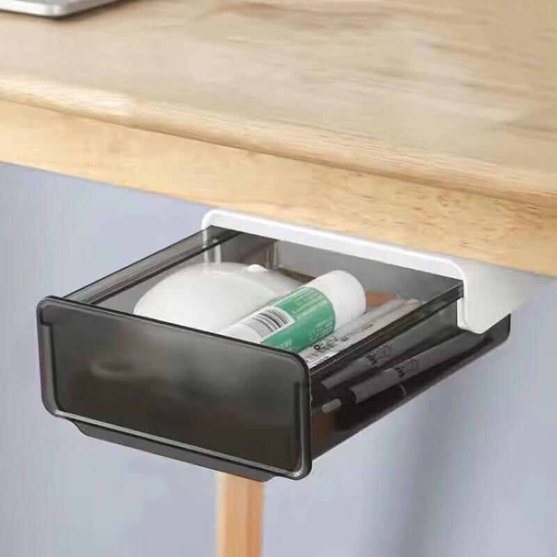 

Ящик для хранения под столом, офисный рабочий стол, органайзер для всякой всячины, домашняя косметика, скрытая полка для канцелярских принадлежностей без дырокола S-20x17x7cm