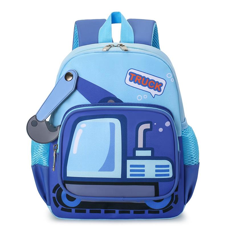 Schoolbag truck image kindergarten schoolbag 1-1 years old middle class boys and girls modern trendy cool nylon contrasting color sewing line arc