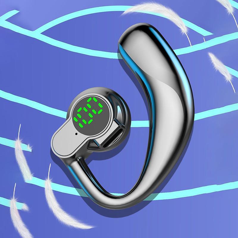 Wireless Bluetooth Headset, Long Battery Life Hanging Ears, Start Noise Reduction Digital Display Sports Sleep Music Earrings