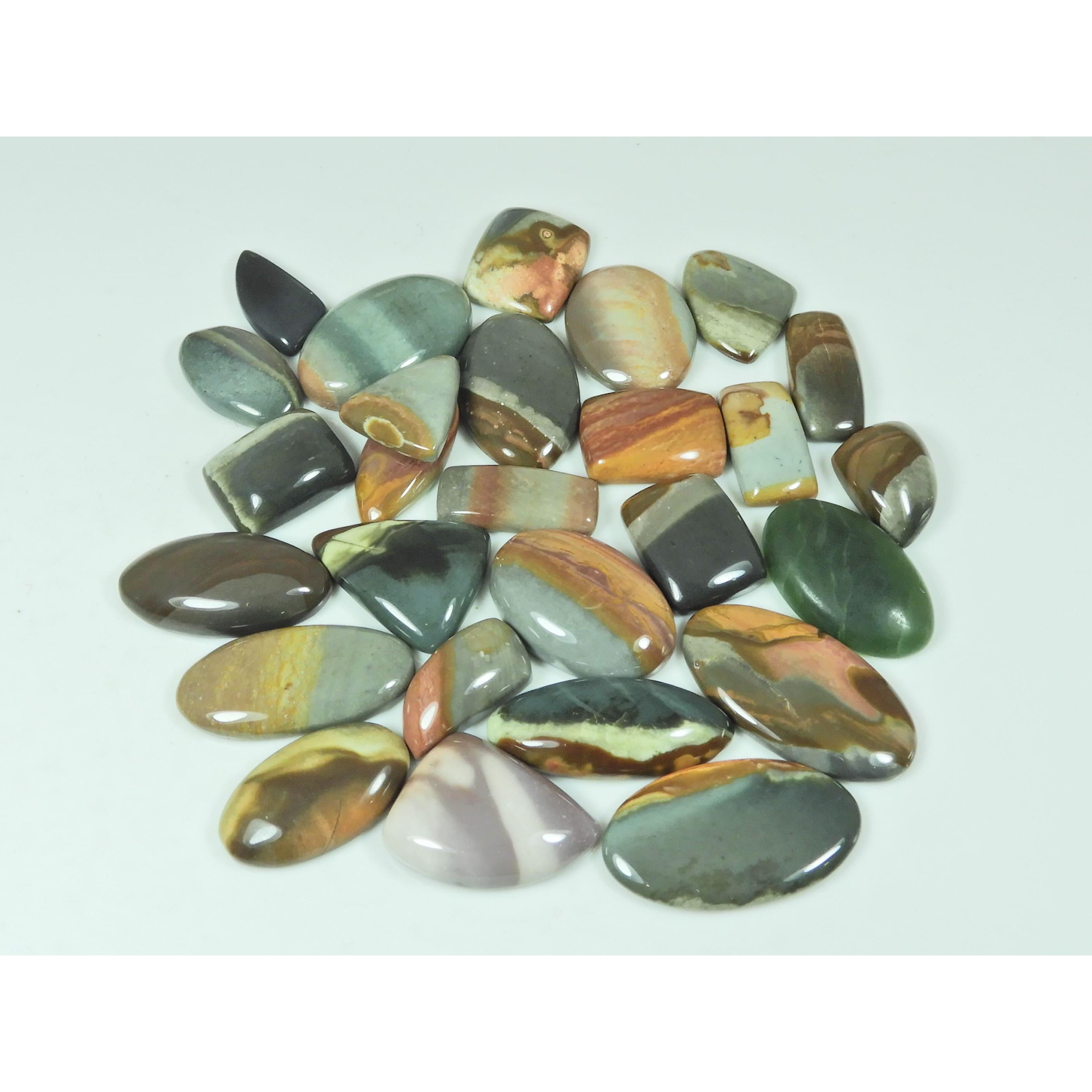 275Cts. Natural Imperial Jasper Mix Shape Cabochon Loose Gemstone 27Pcs Lot C-2955