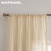 1PC NAPEARL Bohemian Style Jacquard Curtains Tassel Edge Rod Pocket Type Sheer Curtain for Living Room Bedroom Balcony Window Home Decor