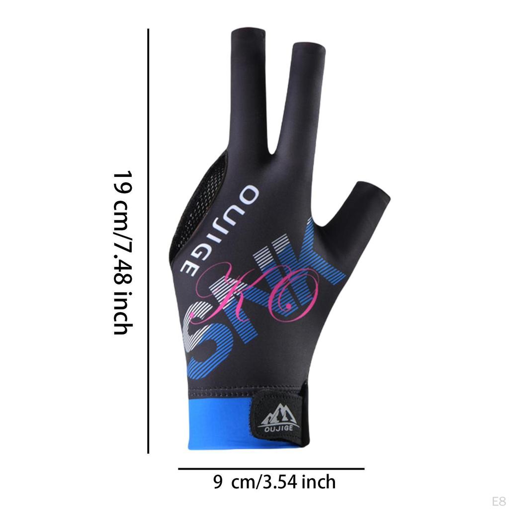 3 Finger Billiard Glove Pool Cue for Women Men Non Slip Left Hand Lightweight Snooker