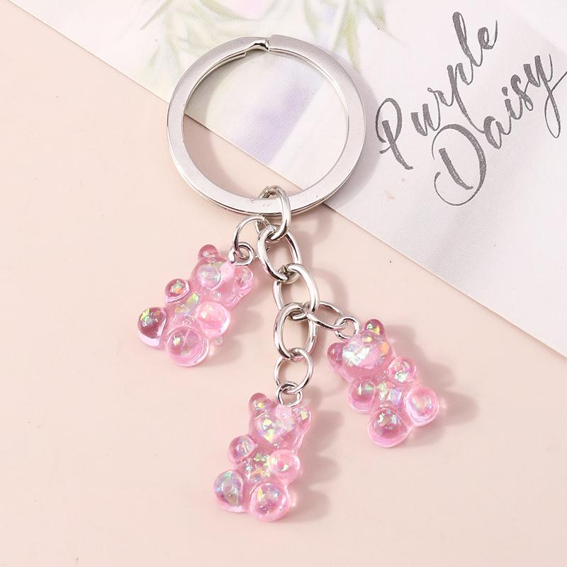 Colorful Resin 3D Bear Keychain Animal Key Rings Pendants for Women Girl Key Holder Handbag Pendants Charms DIY Jewelry Gifts
