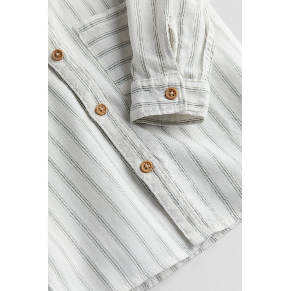 

Рубашка HM из хлопка с воротником-стойкой, белая, пыльно-зеленая