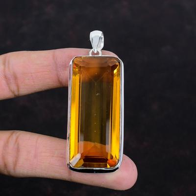 Faceted Whiskey Topaz Pendant Gemstone Jewelry Handmade Pendant 925 Sterling Silver Pendant Whiskey Topaz Jewelry Designer Pendant for Gifts