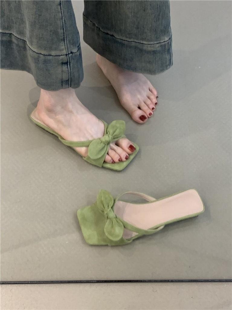 Cool slippers women's new with skirt bow open-toed beach sandals