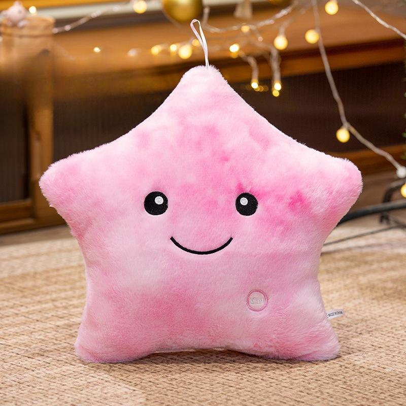 Cartoon Tie-dye Rabbit Hair Glowing Five-pointed Star Pillow Star Plush Toy Girl Doll Gift