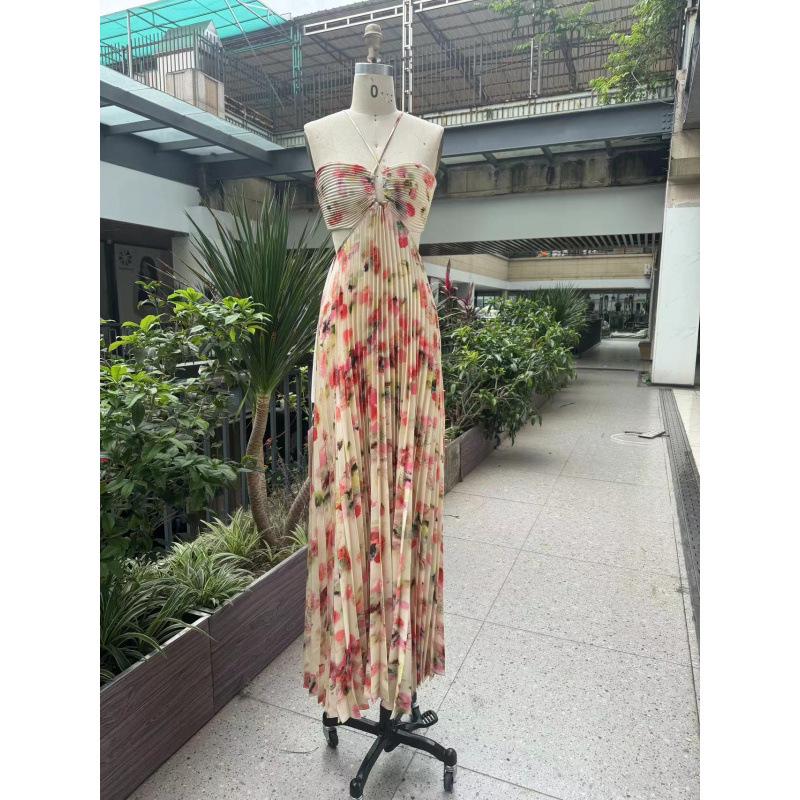 ALC Spaghetti Strap Floral Long Evening Dress - Goddess Style
