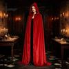 Theatrical Role Play Costume Unisex Adults Hooded Cloak, Velvet Vampire Wizard Cape, Renaissance Mysterious Witch Cape Medieval Halloween for Cosplay,
