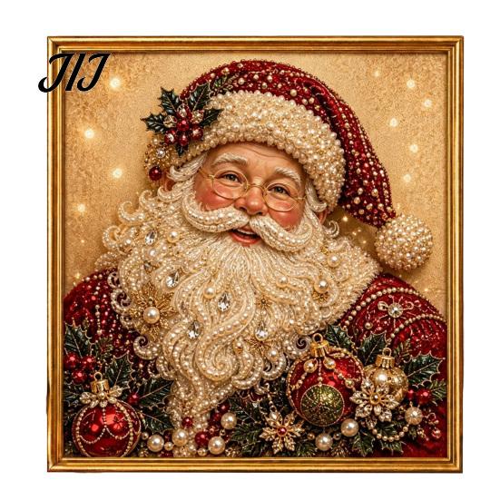 Christmas Wall Decoration DIY Faux Pearl Art Kit, Winter Scene Painting Family Holiday Craft Activities 3D Sparkling Animal Kit for Adults, Decor Bead