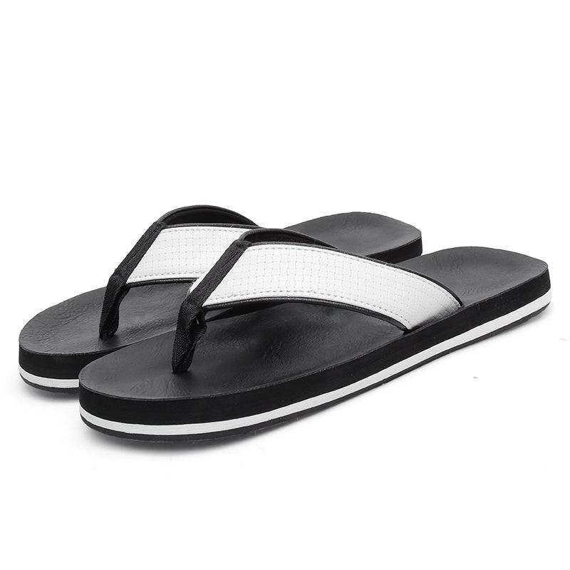 Spring new breathable flip-flops fashion casual leather pinch feet men's drag seaside travel large size beach wading shoes