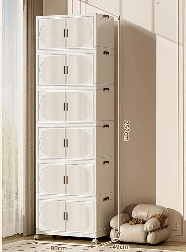 Folding Storage Box Storage Cabinet With Wheels Multifunctional Box With Pulley Household Sorting Wardrobe Organizer Container