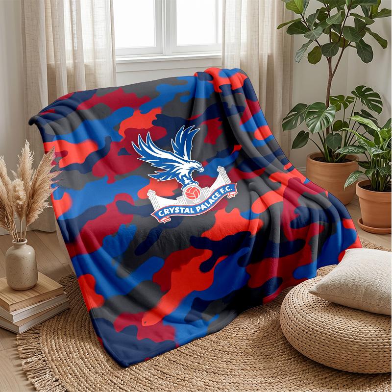 Couverture Flottante en Flanelle Imprimée Football Crystal Palace, Couverture Jetée Douce Chaude Légère pour Canapé Lit Camping