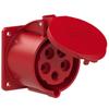 Straight Panel Socket 32A 400V 3P+Z+N 75x75mm IP44