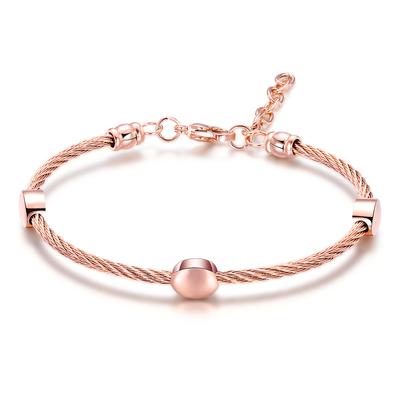 Bracciale Ins Elegante Rotondo in Acciaio al Titanio a Quattro Colori Bracciale con Perline in Filo d'Acciaio