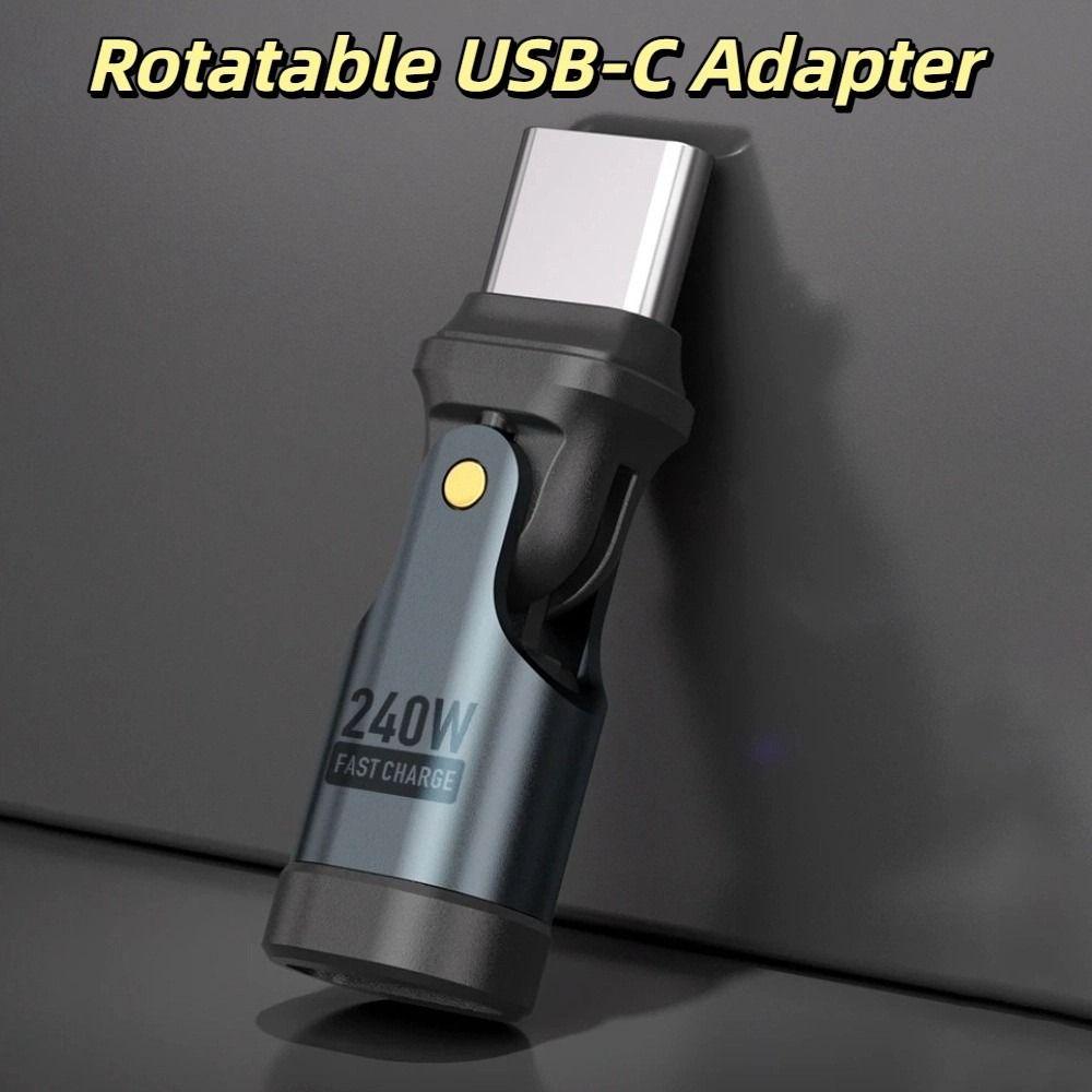 Convertisseur de charge USB-C 180 Degrés Transfert de données rapide Adaptateur USB-A Femelle Charge Rapide