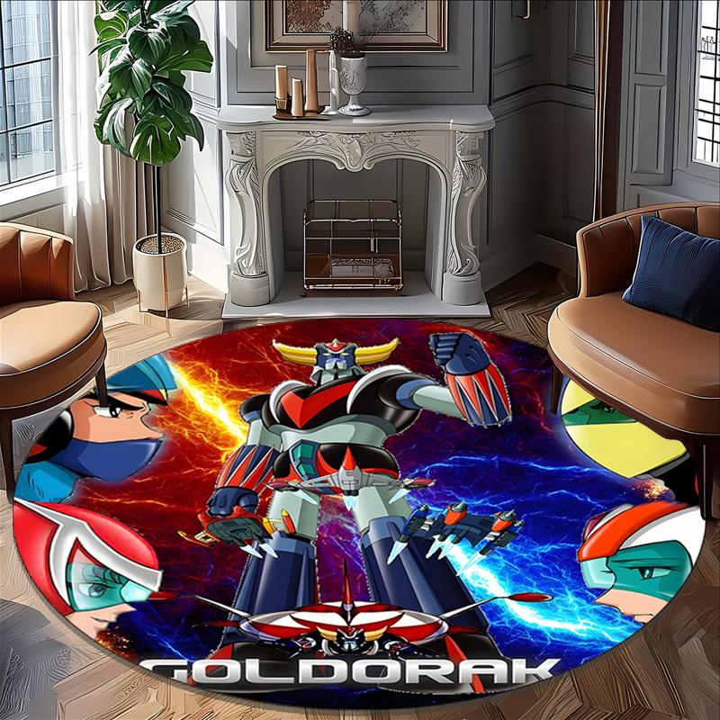 1pc UFO Robot Grendizer9 Print Round Carpet Chair Round Carpet Suitable for Bedroom Living Room Home Decorative Carpet