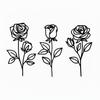 Set von 3 dekorativen Rosen in 2D-Form in Schwarz