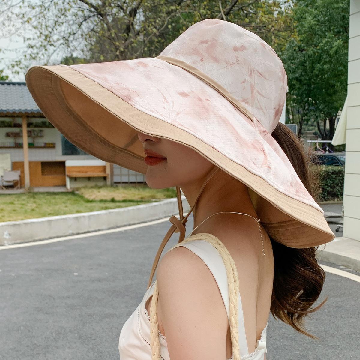 

oversized brim sun protection fisherman hat children wear double-sided summer UV protection sun hat outdoor beach sun hat M（56-58cm） червоний