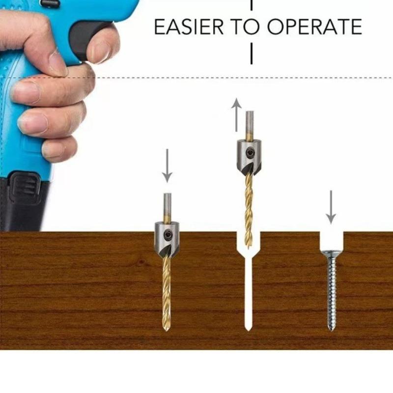 For Wood Drill Bits 7 Pieces Titanium Coated Rust-proof Woodworking Drill Bit Suitable for Wood Drilling Steerable Drill