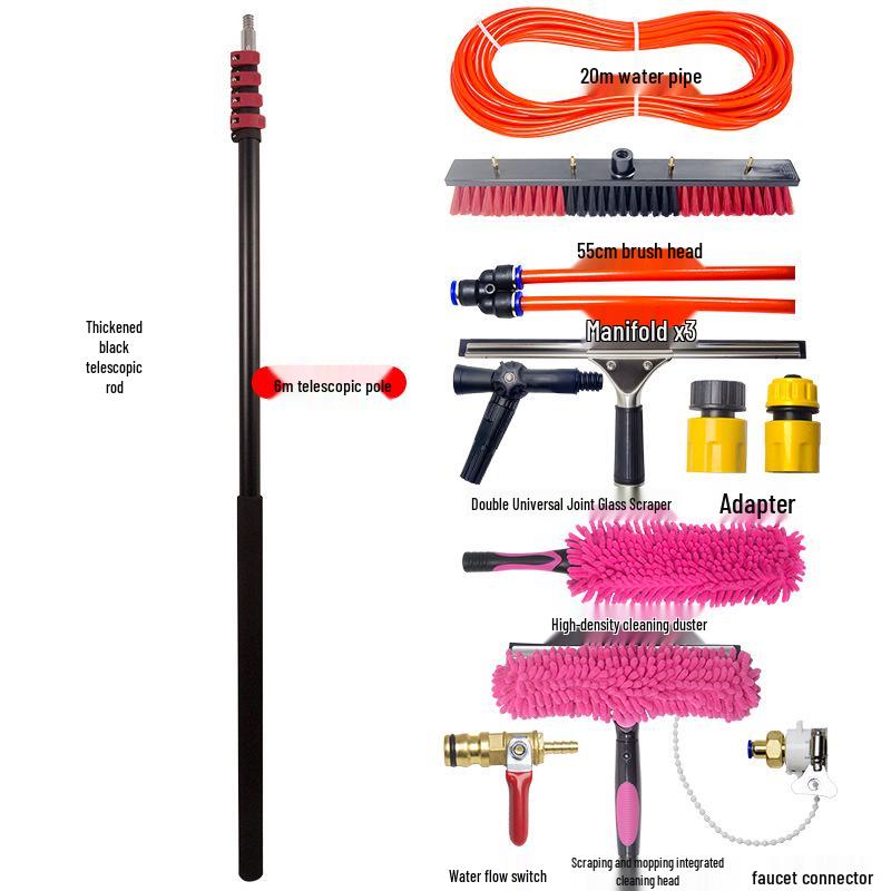 20-60 Ft Solar Panel & Window Cleaning Brush Kit