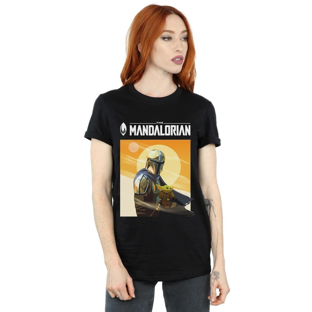 Star Wars Womens/Ladies The Mandalorian The Child Two Moons Cotton Boyfriend T-Shirt