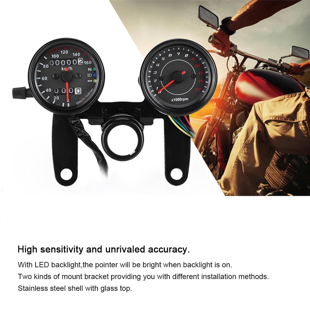 12V 0 160 Km h 13000 Rpm LED Backlight Speedometer Odometer Tachometer Motorcycle Universal Gauge Refitting