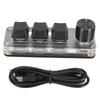 Mini 3-Key Keypad, One-Handed USB PC Keypad with Knob, Programmable Mechanical Keyboard, Mini Macro Mechanical Gaming Keyboard, Blue Switch (Black)