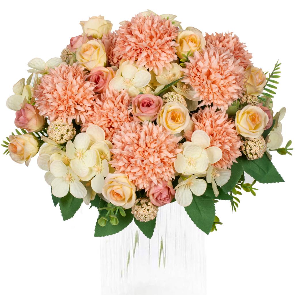 Artificial Flowers Silk Bulbous Chrysanthemum Rose Festival Wreath Wedding Bridal Bouquets Home Vase Hot Sale Diy Gift Box Decor