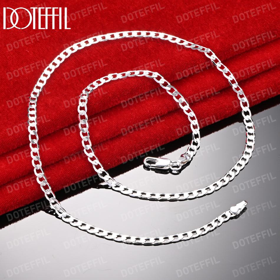 Argint 925 Sterling 16/18/20/22/24/26/28/30 inci 4 mm Colier lateral Bijuterii nunta de moda