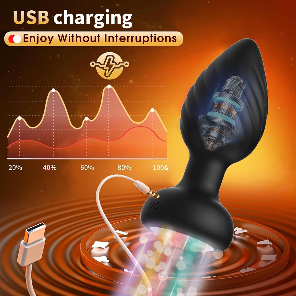 Remote Control&Fingerprint Control Color Light Anal Vibrator Butt Plug Men Prostate Massager Stimulator Adult Sex Toys for Women