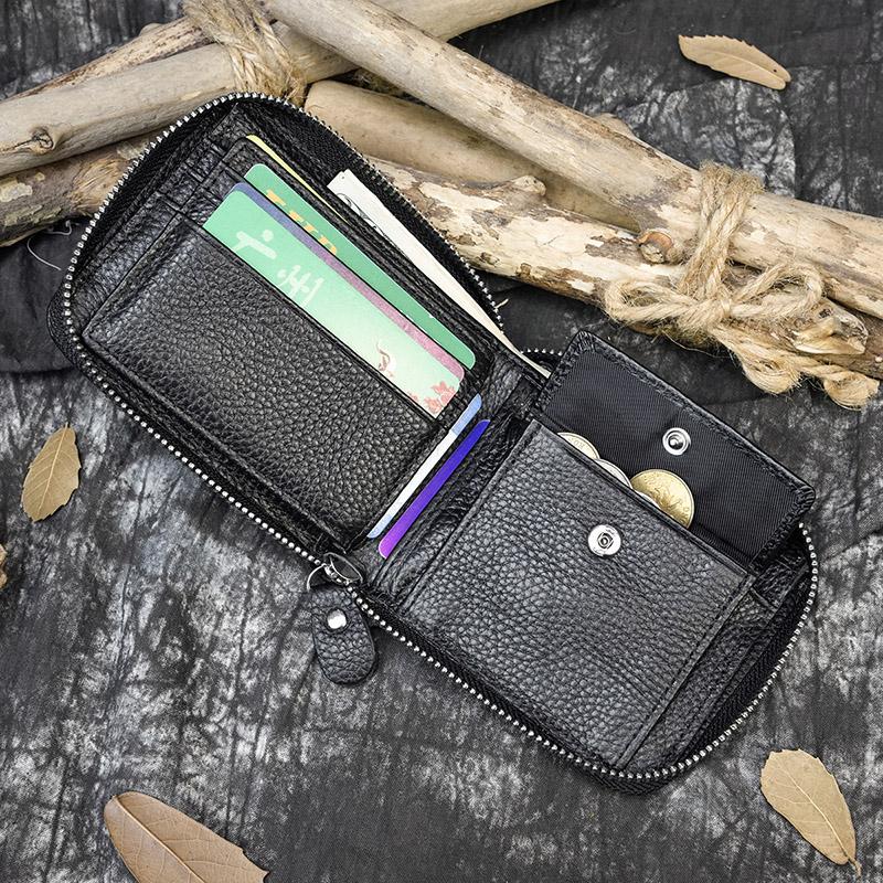 2026 New Short Wallet Men Women Vintage Fashion Card Holder Zipper Coin Purse Crazy Horse Leather Mens Slim Zipper Purse Wallet
