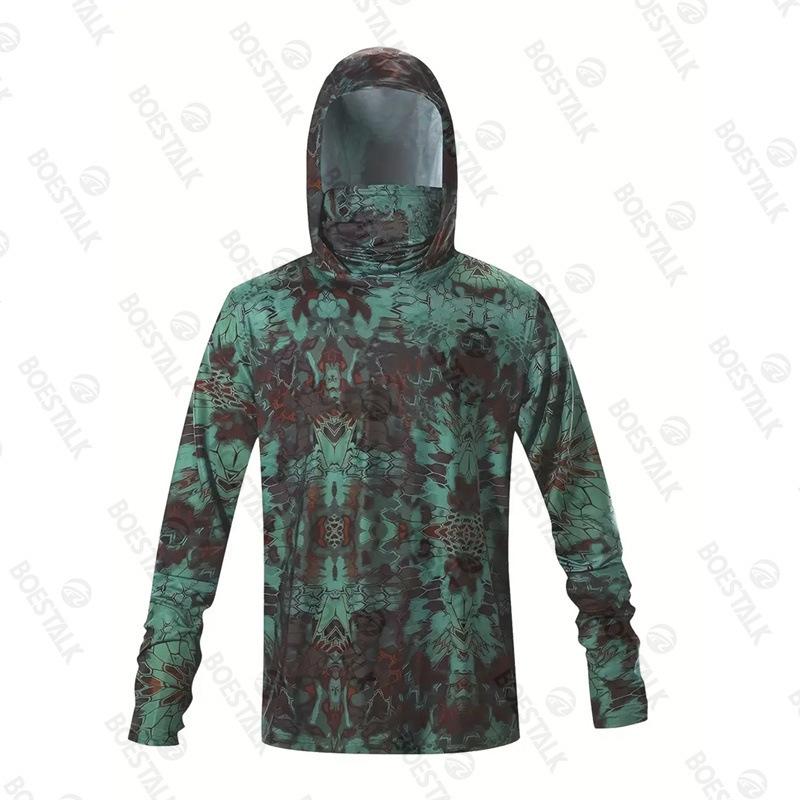 2024 Neue Herren-Sonnencreme UPF 50+ Langarm-Fischeranzug UV-Schutz Maske Mit Kapuze Fischeranzug