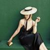 Summner Wheat Straw Handmade Woven Sun Hats for Women Long Ribbon Mesh Fashion Holiday Panama Lady Sun Cap Vacation Leisure Hat