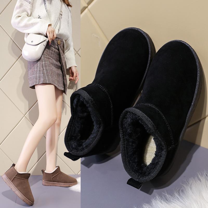 Fashion 2024 Platform Boots Winter Ankle Flat Women Snow Boots Suede Plush Warm Casual Thick Shoes Outdoor Walking Footwear 36-41