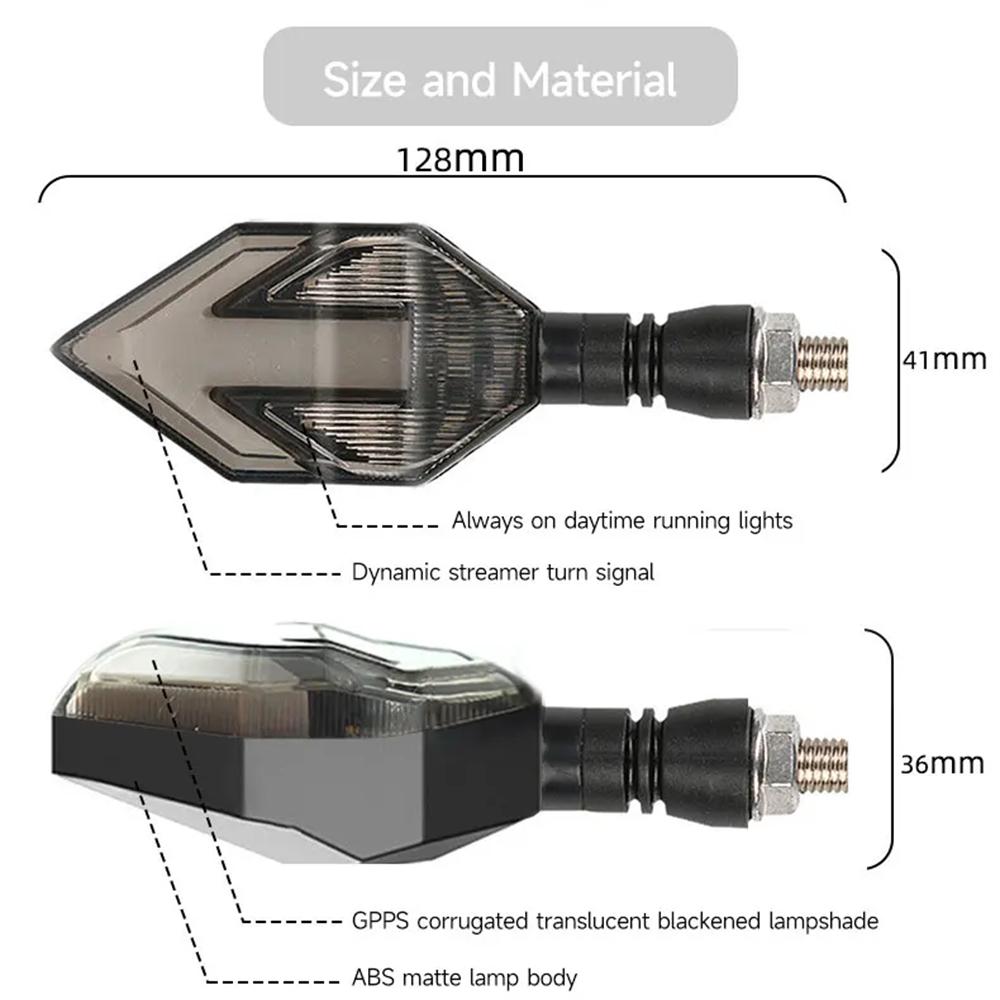 2PCS Indicators Flowing Turn Signal 2PCS Universal Motorcycle LED Flashing Turn Signal 12V Indicator Blinker Lamp (Color : Red)