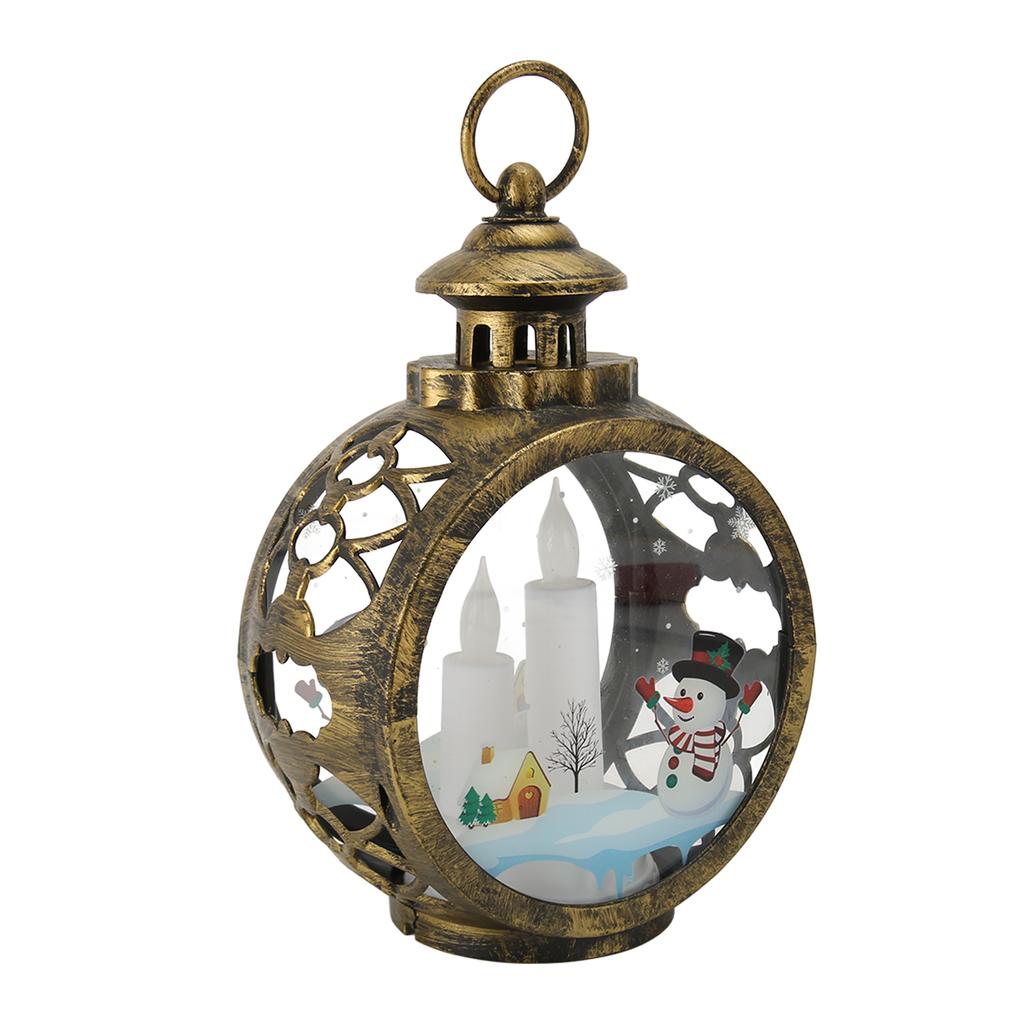 Christmas Vintage Decorative Candle Lantern Christmas Decorative Lantern with LED Flickering Flameless Candle Bronze