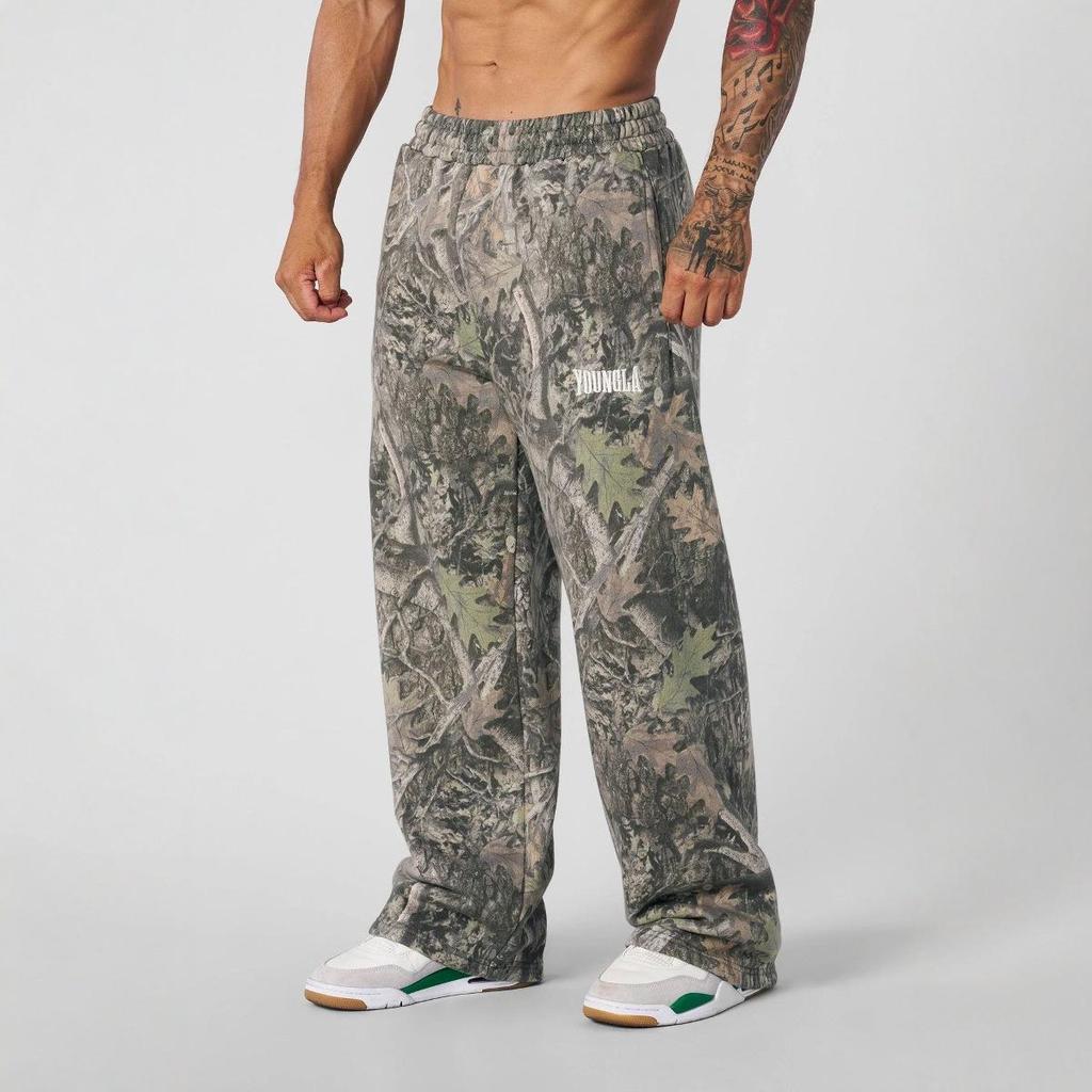 Men's Camouflage Wide-Leg Athletic Pants: Trendy Printed, Loose-Fit Casual and Running Style