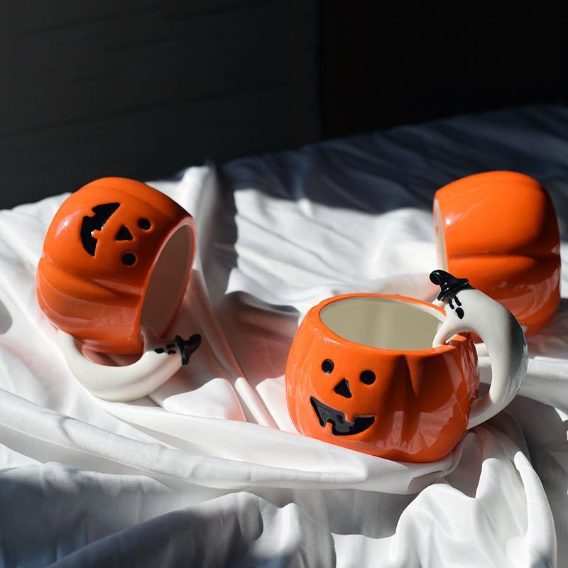 Ceramic Halloween Pumpkin Halloween Decoration Ceramic Coffee Cup, Pumpkin Kid Cartoon Cup