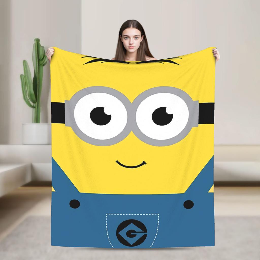 Cartoon M-Minions Flannel Blankets Winter Warm Throw Blanket for Kids Adult Bedroom Print Bedspread Sofa Bed Cover