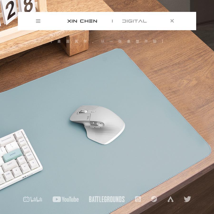 Extra-Large Non-Slip Leather Mouse Pad with Customizable Solid Color and Locked Edge