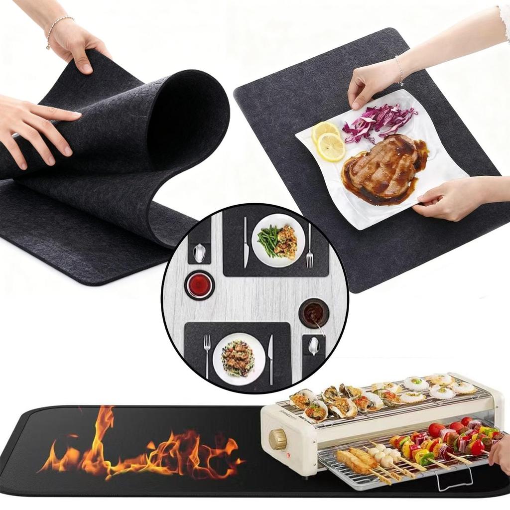 HUIKKJP Kitchen Silicone Heat Countertop Set of 3 x Microwave Heat-Resistant Sheet, 300℃ Insulation, Non-Slip Mat, Protection, (45 30cm, Safe)
