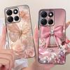 Für Motorola Moto G86 Power Niedliche Blume Schmetterling Katze Bemalte Hülle Für Moto G86 G86Power Schwarzes Silikon Weiche Handyhüllen