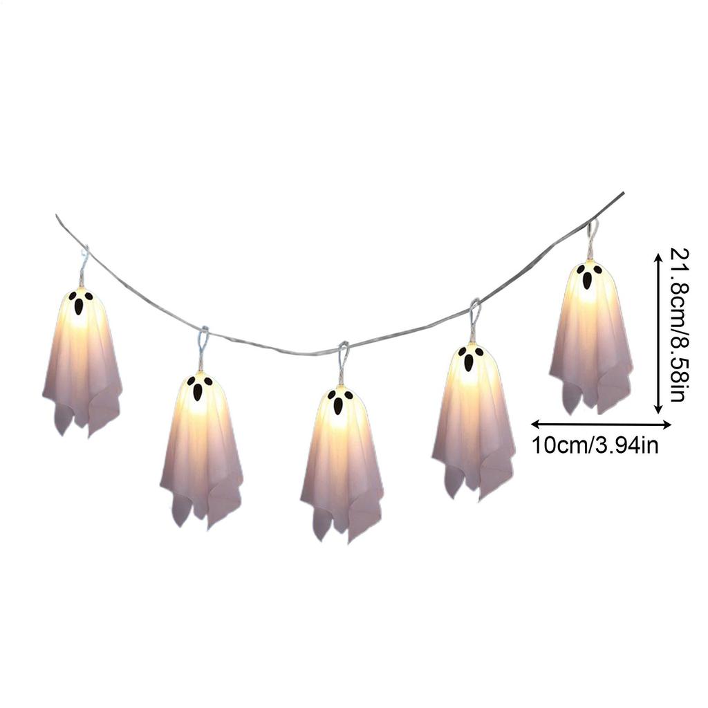 Halloween Ghost String Lights 10 LED Battery Powered String Lights With Ghost 8 Modes Ambient Lighting For Home Outdoor Patio