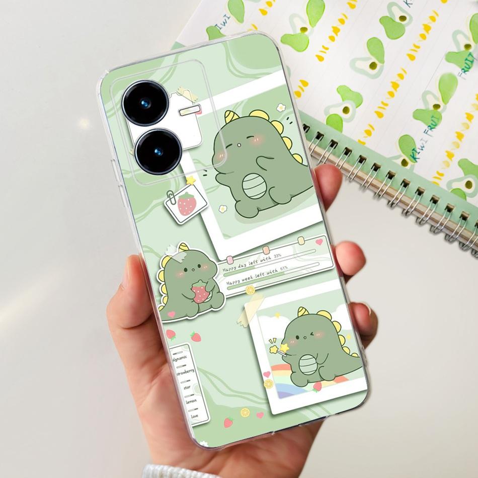 For Vivo Y22s Y22 Case VivoY22 Y 22 22S 4G 2022 V2206 V2207 Elegant Printing Soft Silicone Clear TPU Slim Phone Back Cover