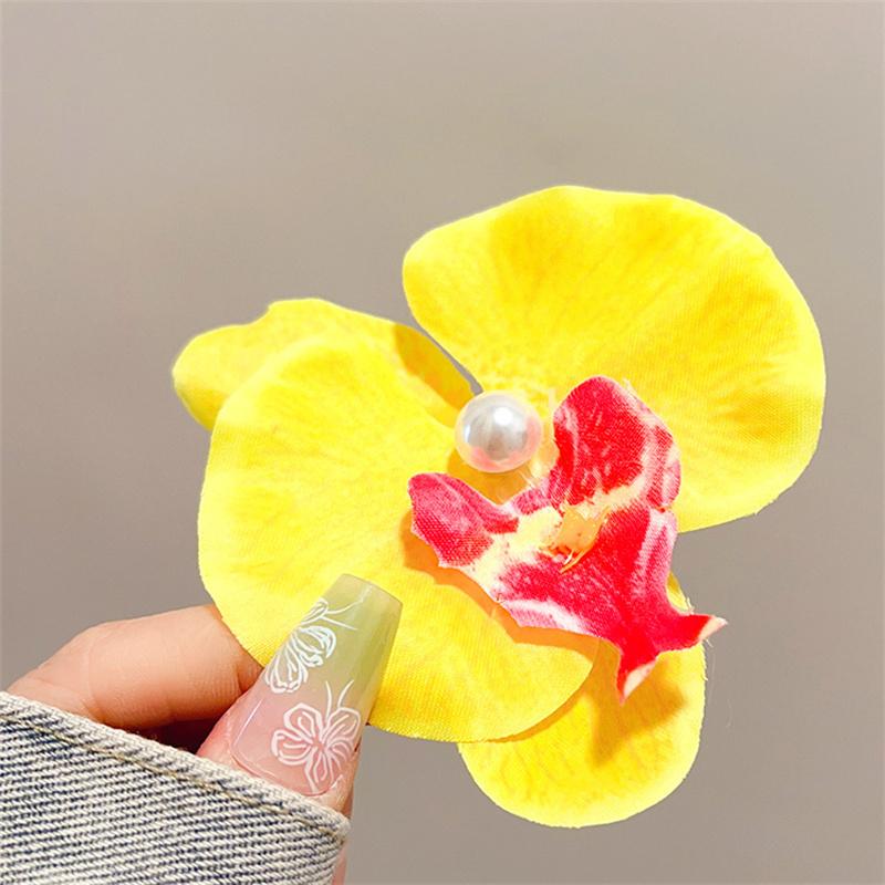 Orchid Flower Hair Clip Hair Ornament Hair Accessories Bohemia Barrettes Floral Pearl Hair Clip Headdress Orchid Hairpin
