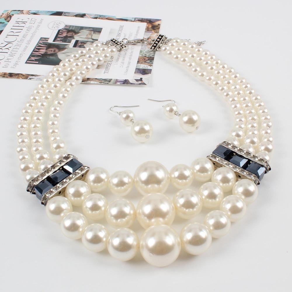 Чистый искусственный жемчуг ручной работы, модное преувеличенное женское ожерелье с бисером и многослойным воротником белый